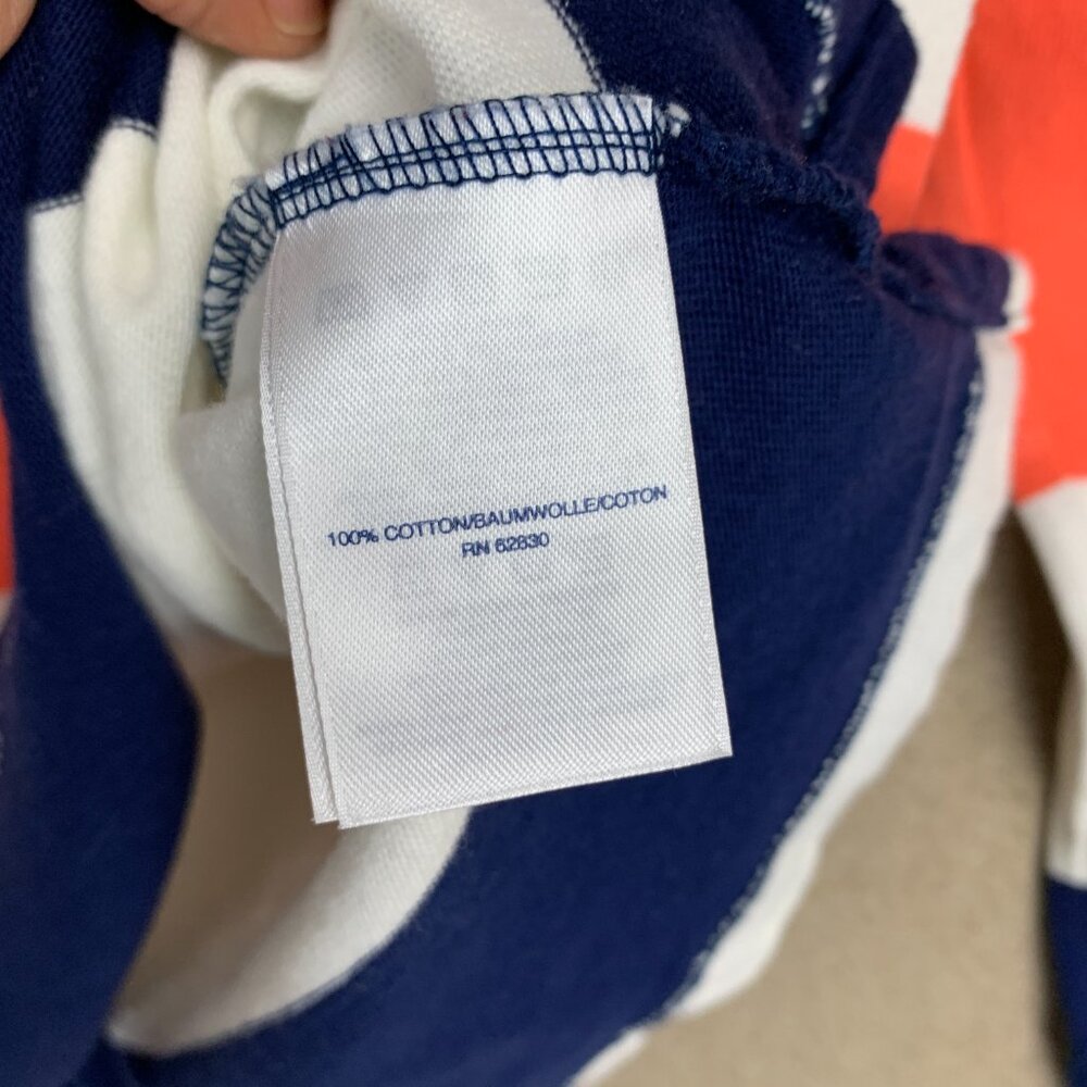 🚨SOLD 🚨Lands End Rugby Shirt size Medium Women’s Striped Polo Navy Orange Cotton - Picture 5 of 14